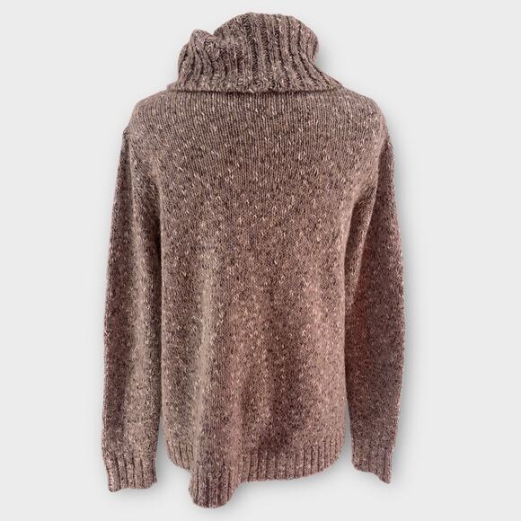 SOFT Joie Women's Turtleneck Sweater Oatmeal Chunky Knit Metallic Thread M - Picture 2 of 8